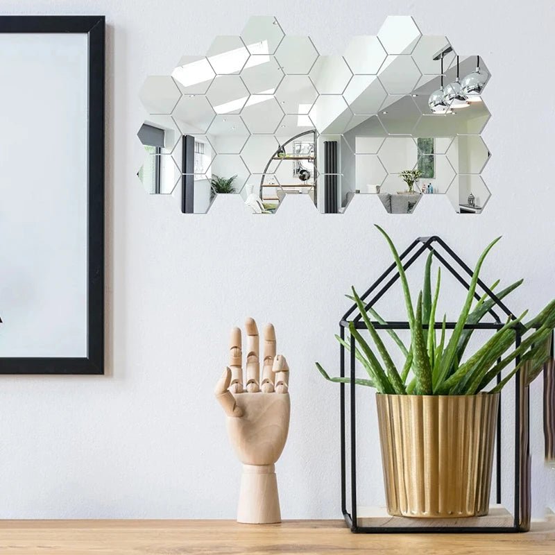 NovaGem Hexagonal Mirror Wall Decals For Bright Modern Interiors