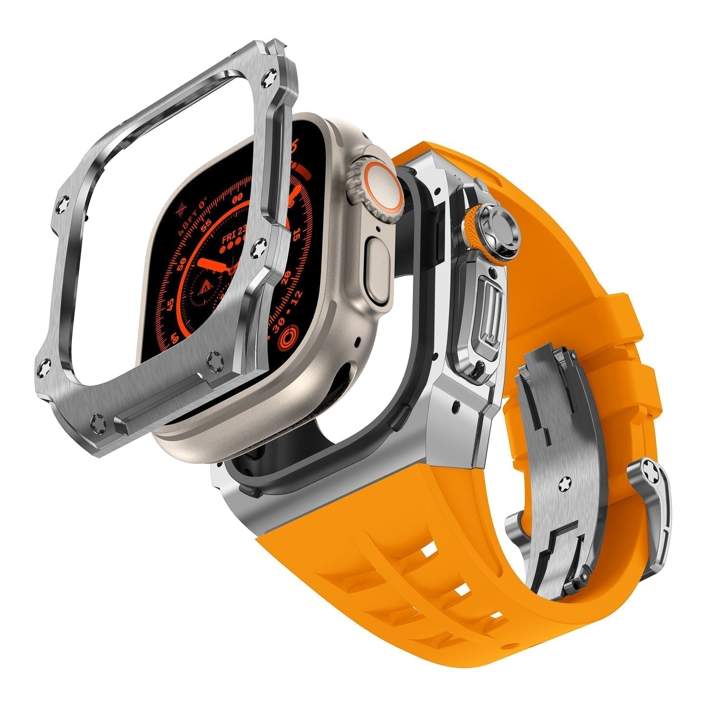 Apple Watch Ultra RM7015 Silver Vanguard pouzdro z nerezové oceli