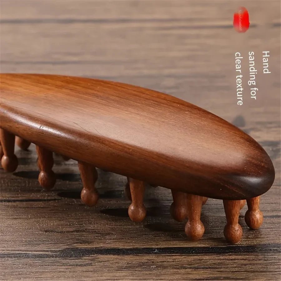Pente de Massagem Tranquil Root em Pau-Rosa para Estimulação do Couro Cabeludo e Relaxamento
