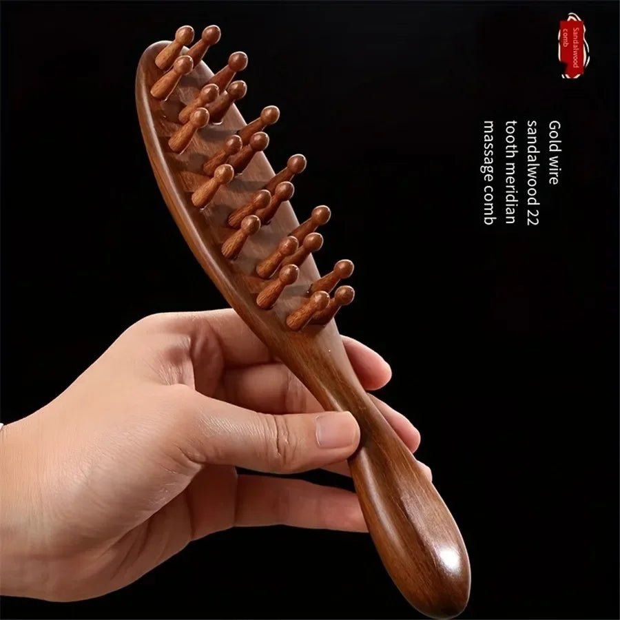 Pente de Massagem Tranquil Root em Pau-Rosa para Estimulação do Couro Cabeludo e Relaxamento