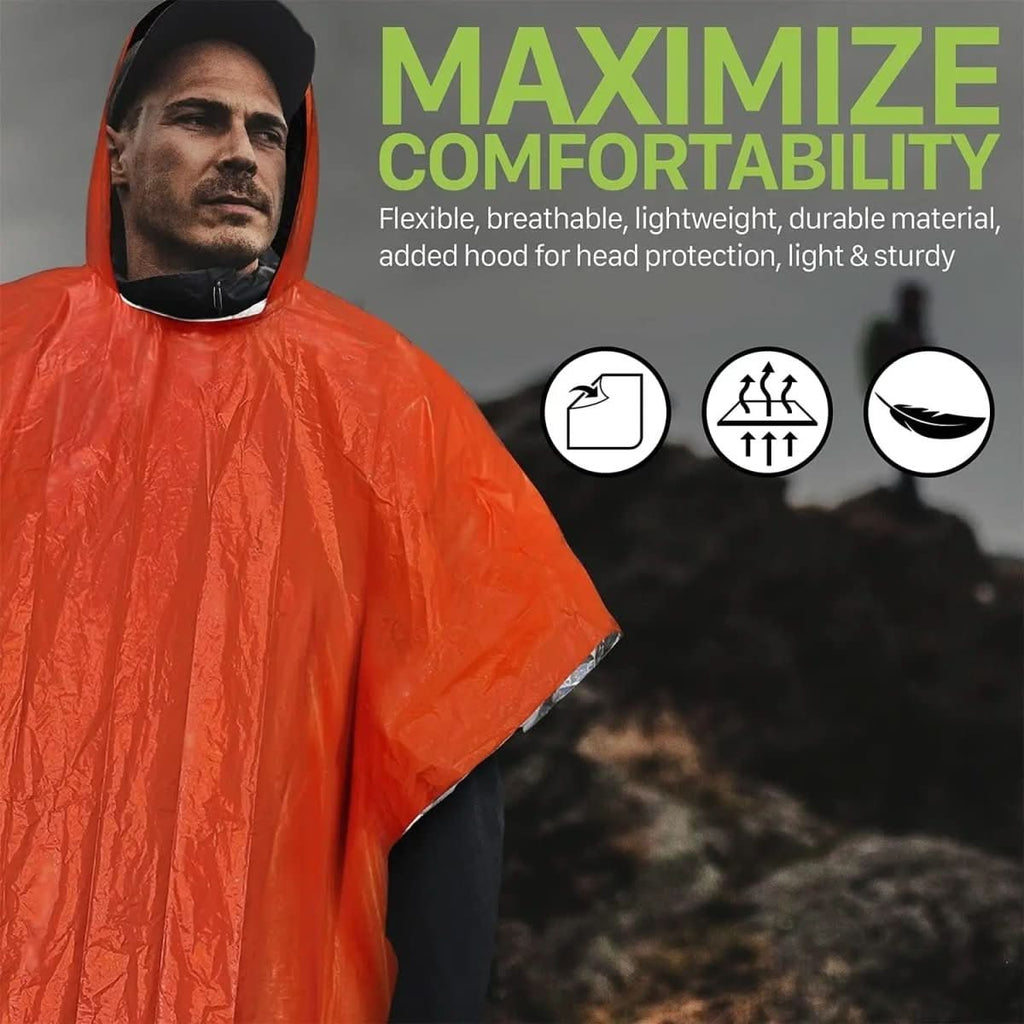 StormLine Reusable Hooded Poncho For Outdoor Enthusiasts Emergency Rain Gear
