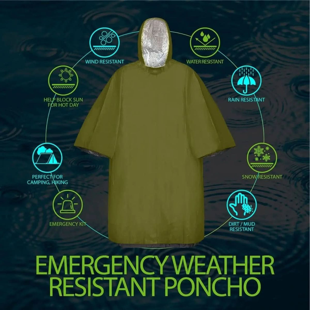 StormLine Reusable Hooded Poncho For Outdoor Enthusiasts Emergency Rain Gear