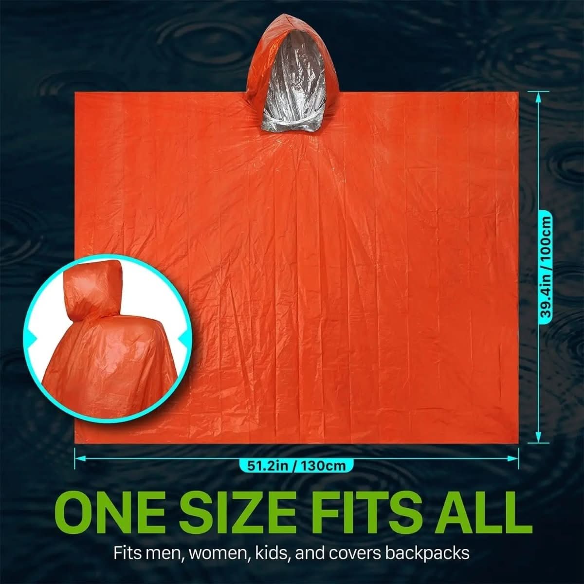 StormLine Reusable Hooded Poncho For Outdoor Enthusiasts Emergency Rain Gear