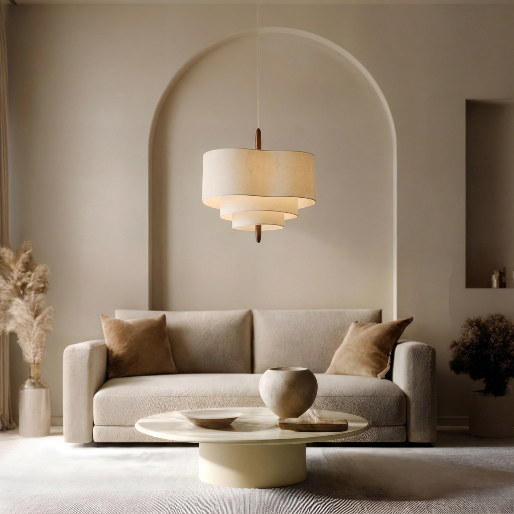 RondoLight Organik Tavan Lambası Kuzey Doğal Tekstil Abajur