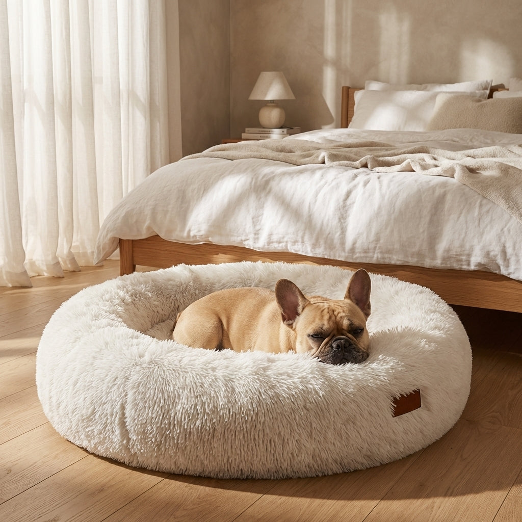 Faux Fur Round Dog Bed With Raised Edges And Removable Cover XS To 4XL