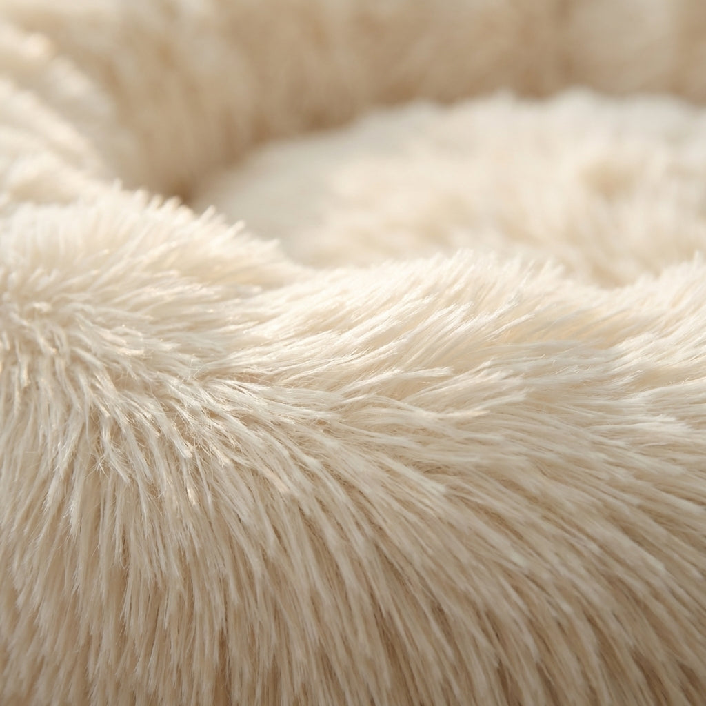 Faux Fur Round Dog Bed With Raised Edges And Removable Cover XS To 4XL