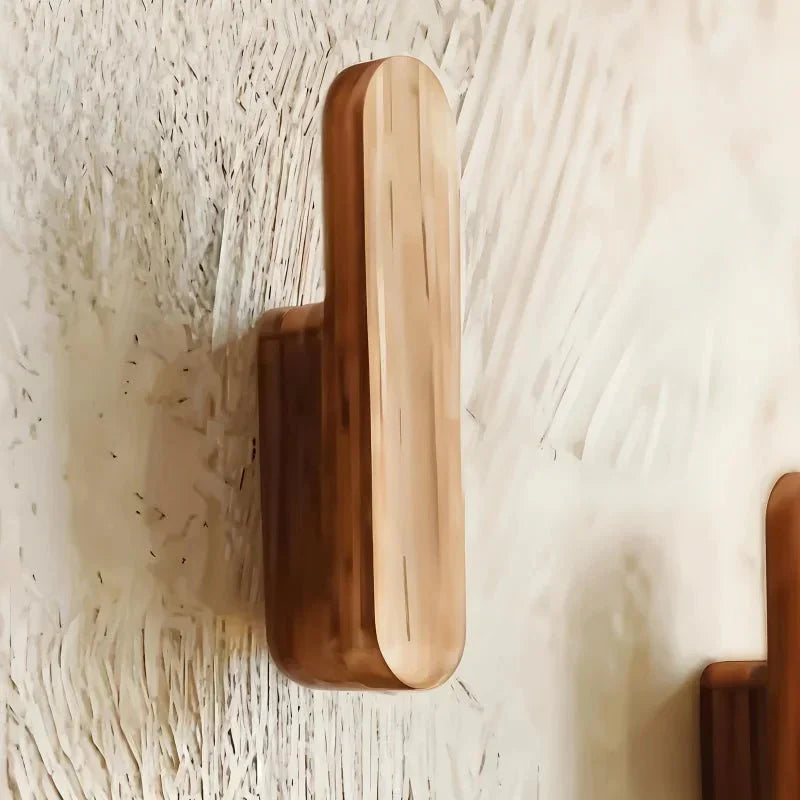 Hookano Wood Hook Rack Set Of Four For Wall Organization