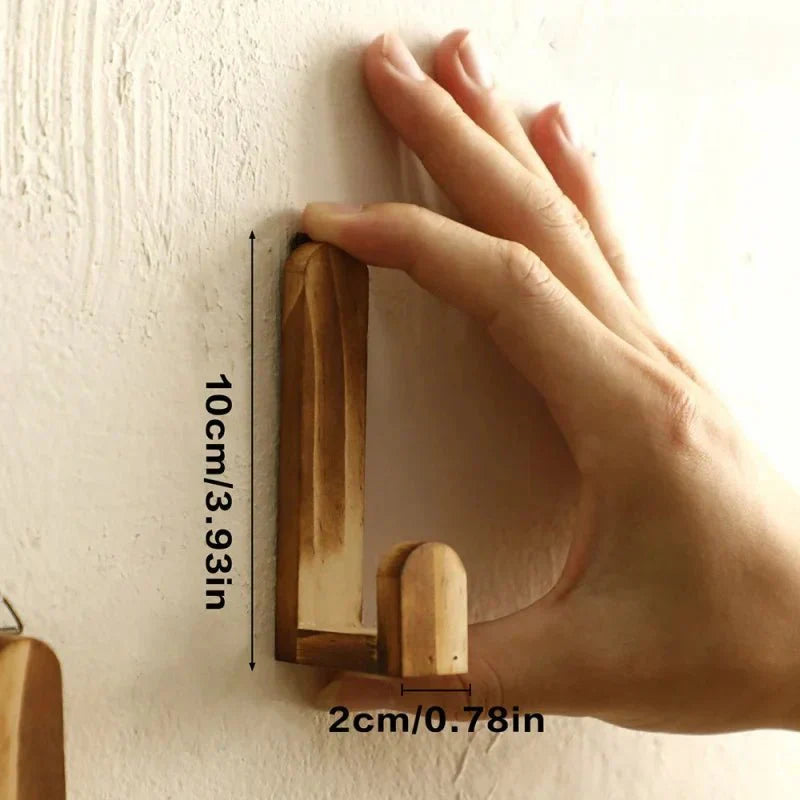 Hookano Wood Hook Rack Set Of Four For Wall Organization