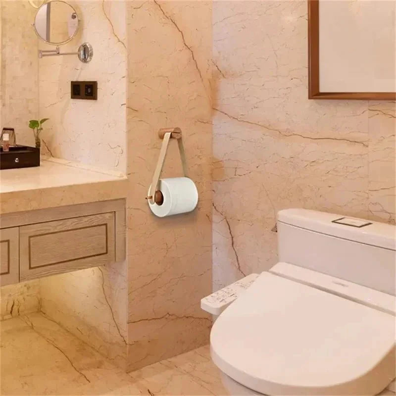 WOODLIVA Rustic Wood Toilet Tissue Holder In Vintage Bathroom Style