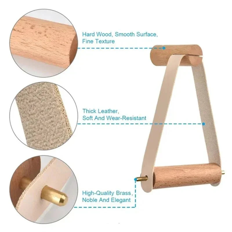WOODLIVA Rustic Wood Toilet Tissue Holder In Vintage Bathroom Style