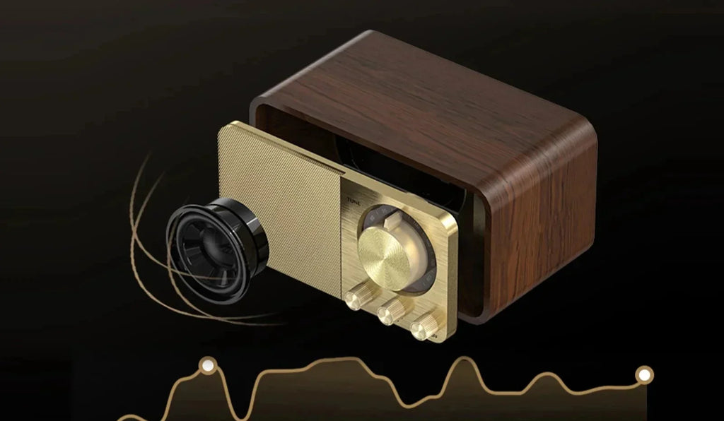 Nostalgisk Bluetooth-højttaler - Retro trådløs subwoofer i træ med Bluetooth 5.0