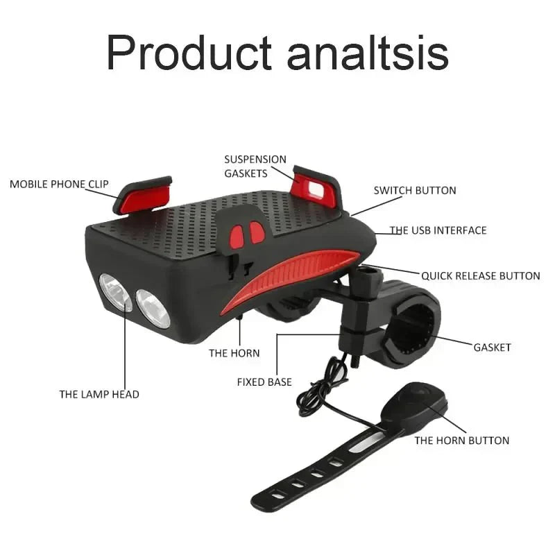 פנס קדמי לאופניים CYCLOLIGHT עם סוללת גיבוי ומחזיק טלפון