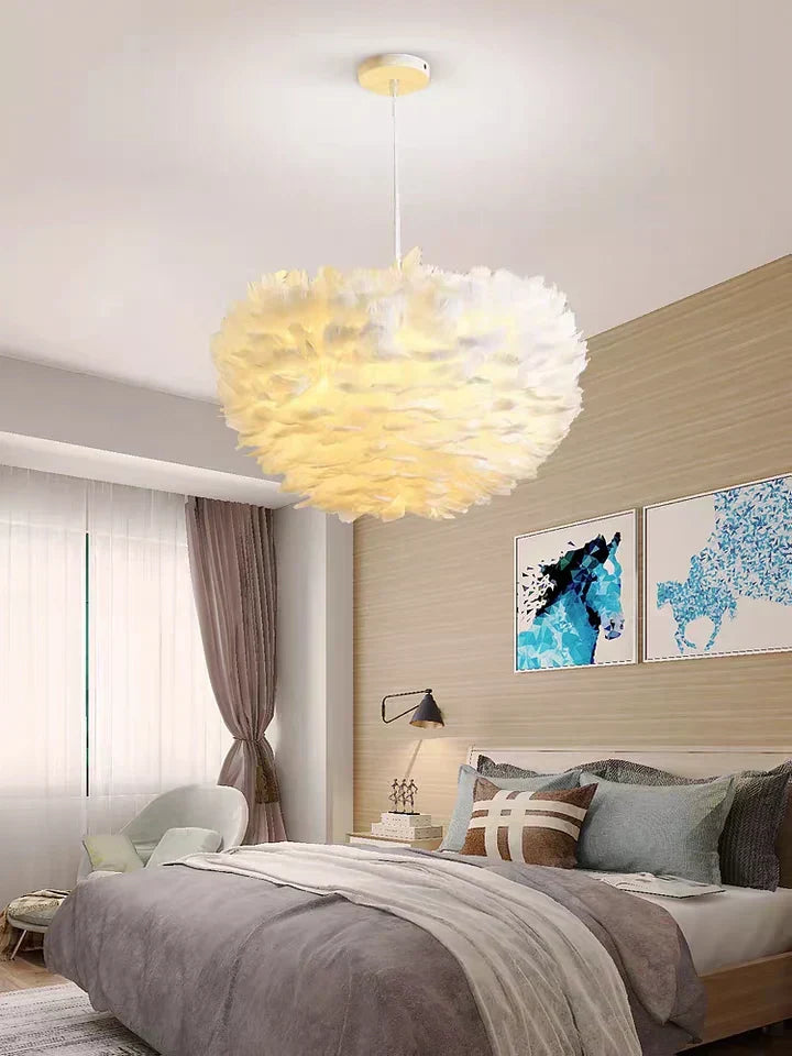 Suspension Aurelle Plume avec Effet de Lueur LED Douce