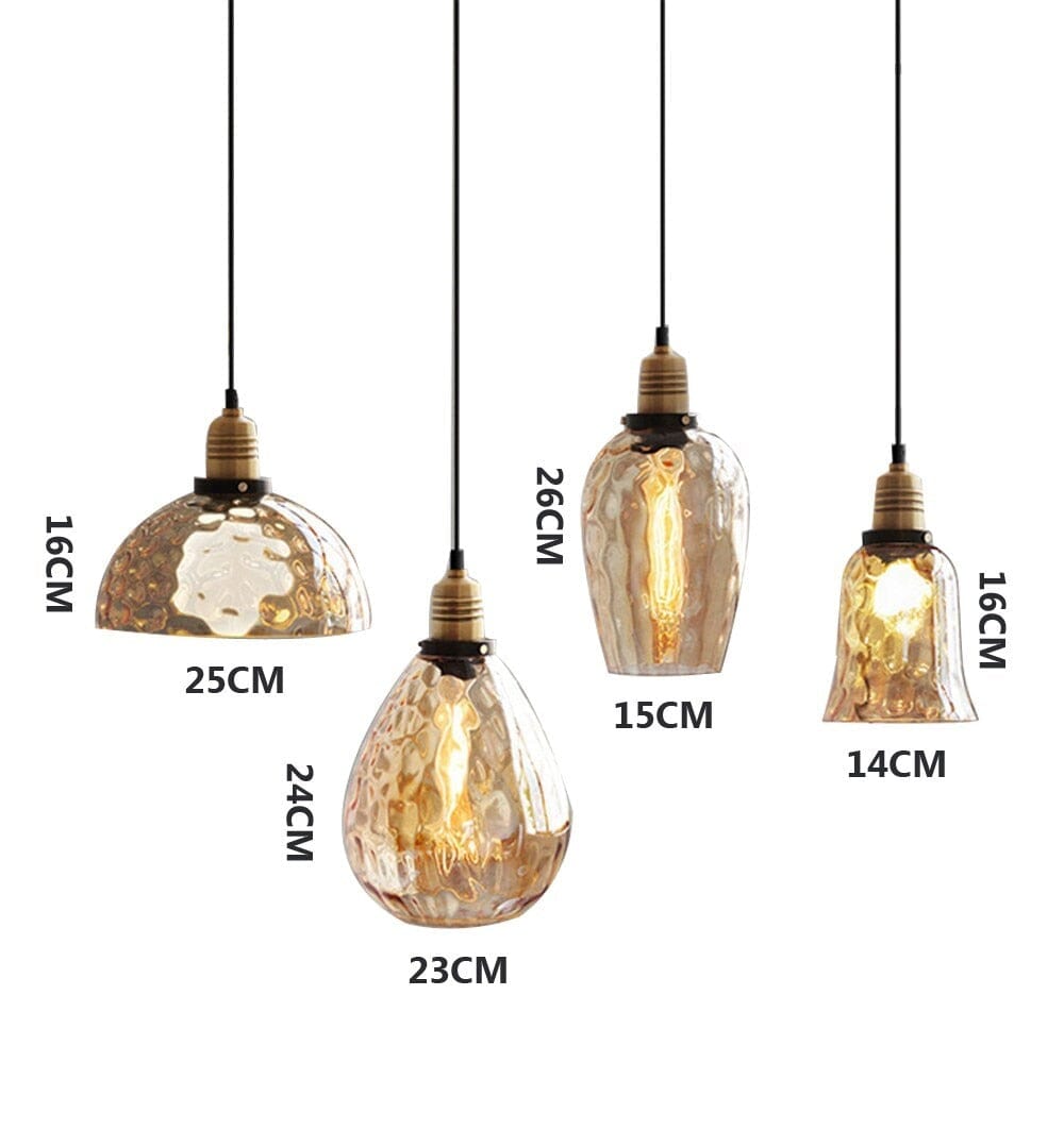Luminara Vintage Borostyán Üveg Függeszték Meleg LED Fénnyel