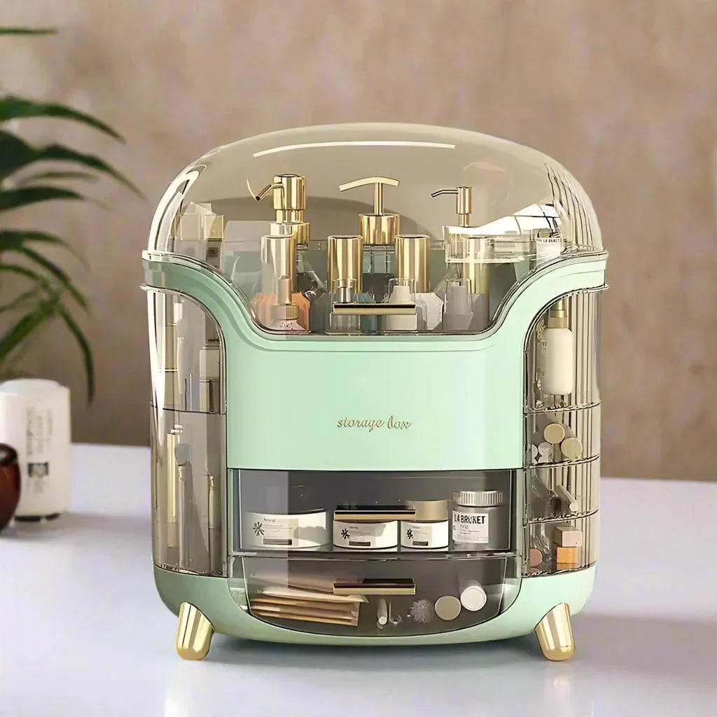 LuxeGlow Makeup Organizer med skuffer og låg