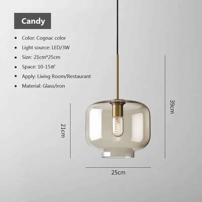 Skleněné závěsné svítidlo v severském průmyslovém stylu, moderní luxusní LED
