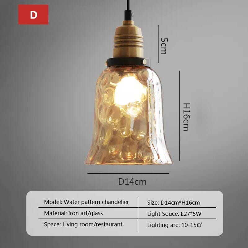 Luminara Vintage Borostyán Üveg Függeszték Meleg LED Fénnyel