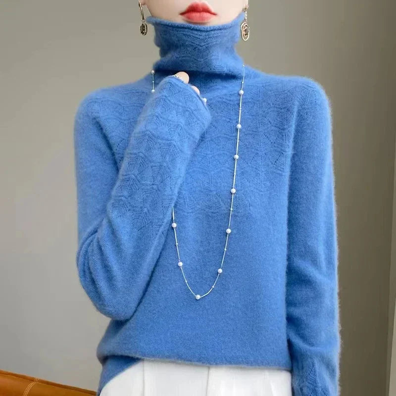 Damen Rollkragenpullover aus 100 % Merinowolle