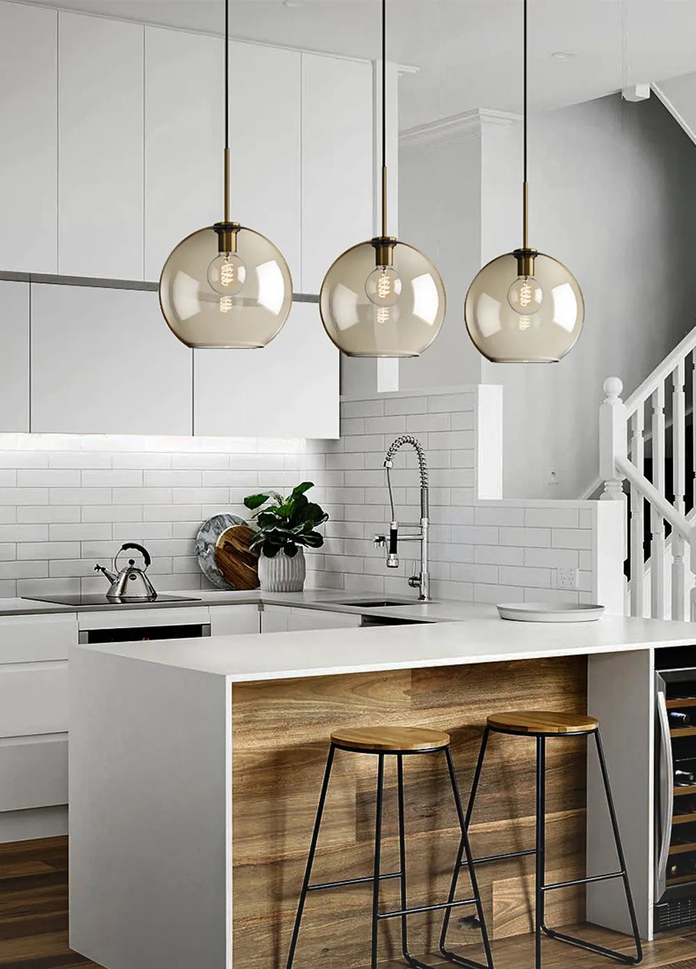 Skleněné závěsné svítidlo v severském průmyslovém stylu, moderní luxusní LED