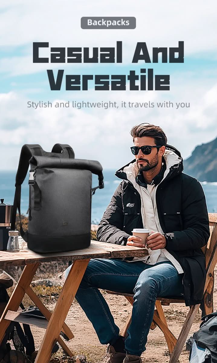 CityTrail Rolltop-ryggsekk med USB-port for utendørs bruk