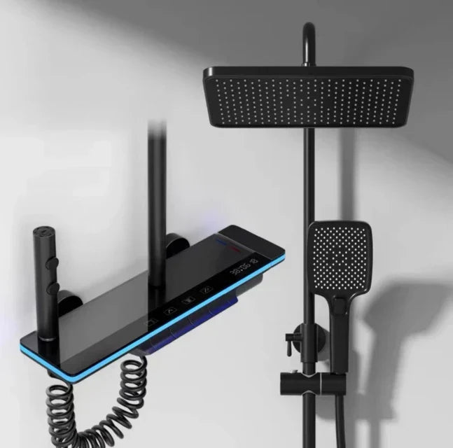 AquaSense Digital Brusesæt – 4 Funktioner, Højt Tryk, Kobberblander, Termostatstyring