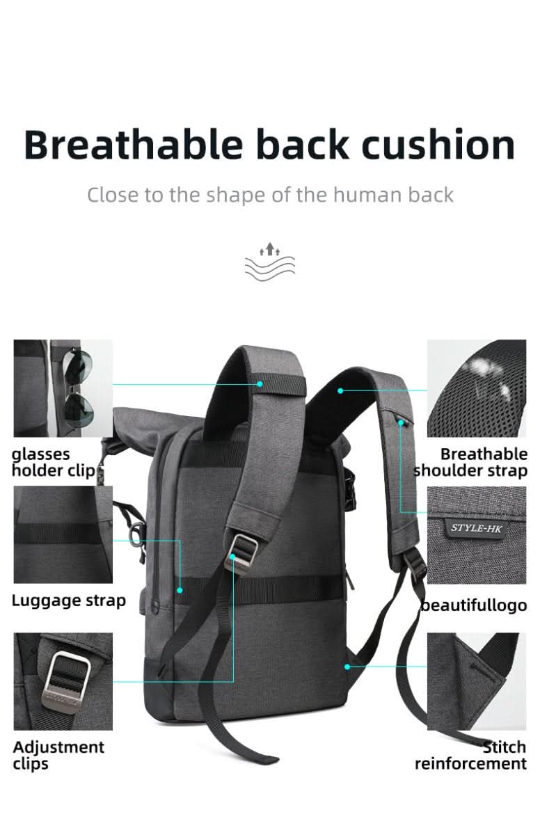 CityTrail Rolltop-ryggsekk med USB-port for utendørs bruk