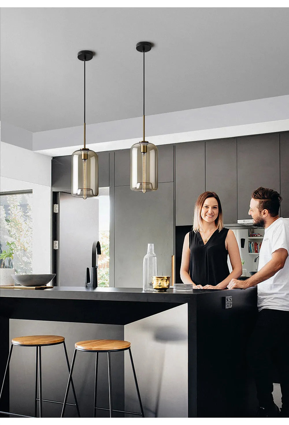 Skleněné závěsné svítidlo v severském průmyslovém stylu, moderní luxusní LED