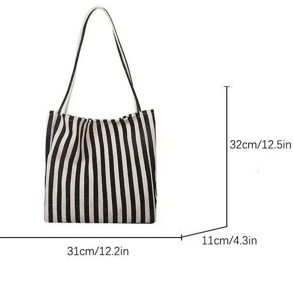 Geantă tote TOTEVA cu dungi, formă durabilă și bretele lungi confortabile