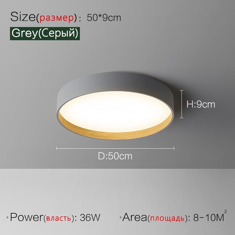 LumaNest Minimal Flush Mount Ceiling Light With Wood Grain Accent