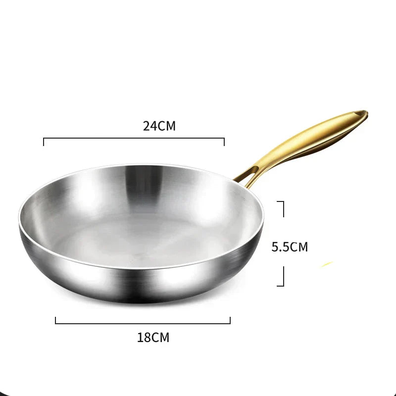 316 rustfrit stål stegepande – nonstick wokpande til gas- og induktionskomfur