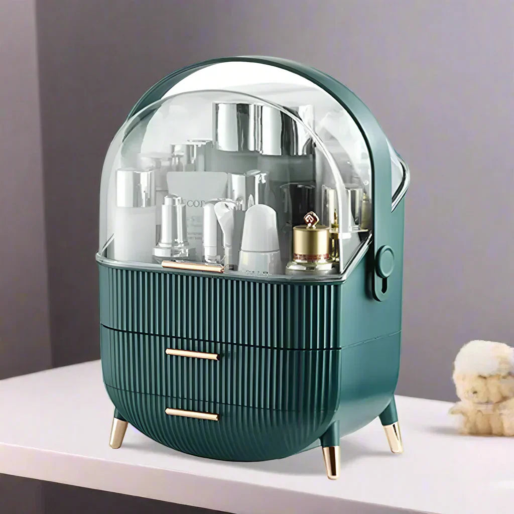 LuxeGlow Makeup Organizer med skuffer og låg