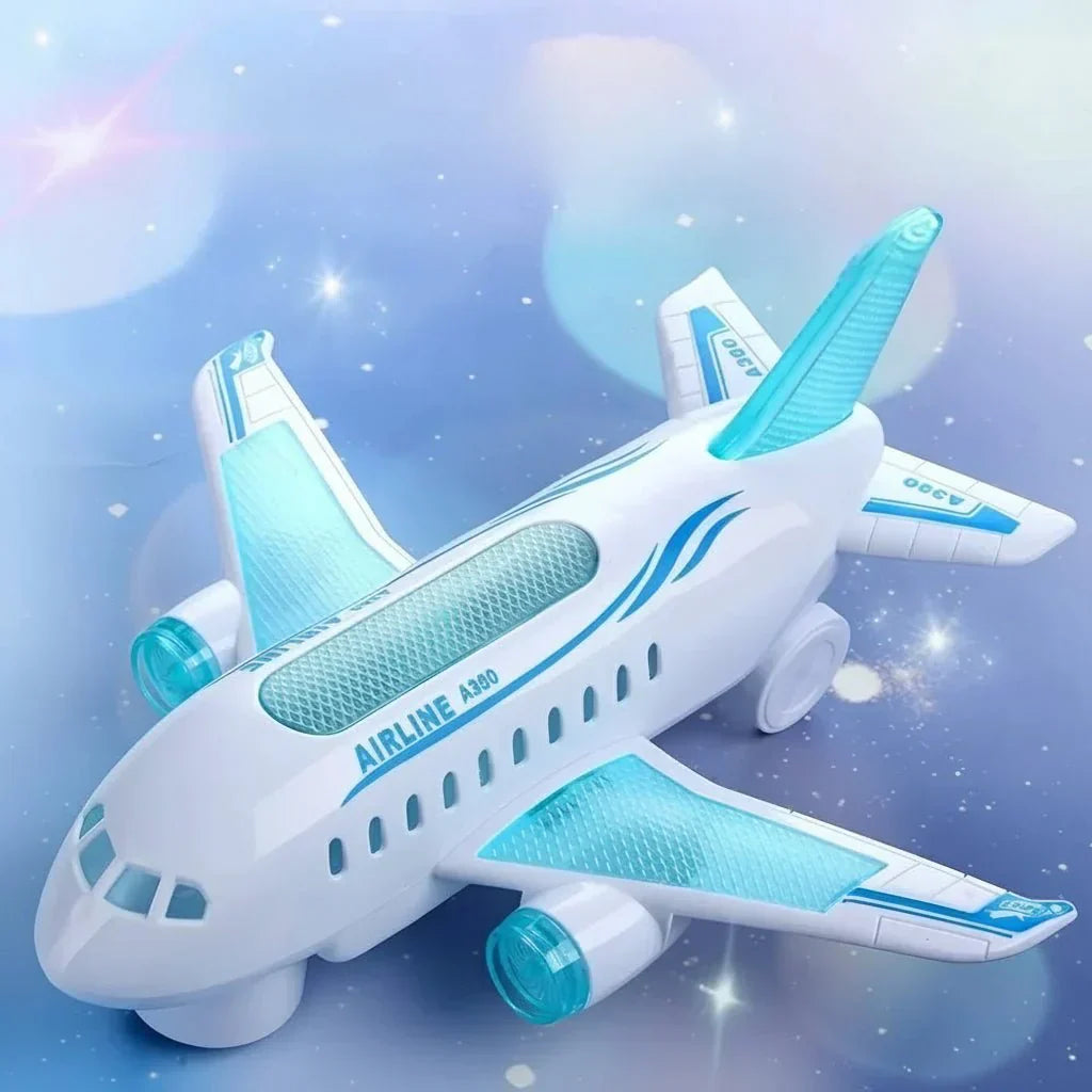 Avião Elétrico de Brinquedo AeroPulse LED com Rotação de 360 Graus e Música para Crianças