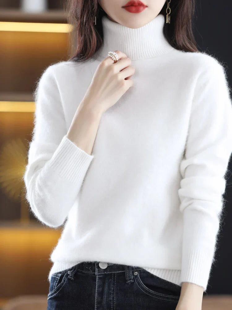 Women's 100 Percent Cashmere Turtleneck Sweater Warm Slim Fit Knit In 23 Colors