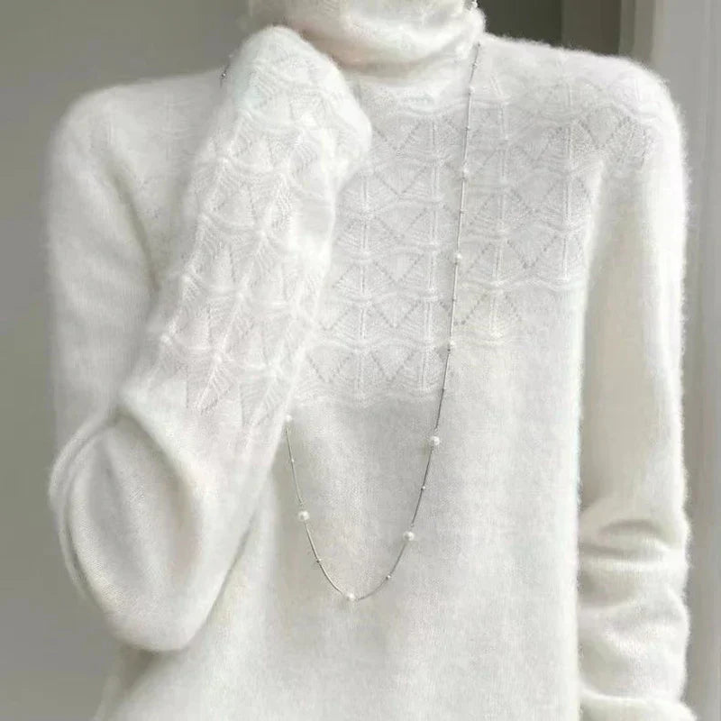 Damen Rollkragenpullover aus 100 % Merinowolle