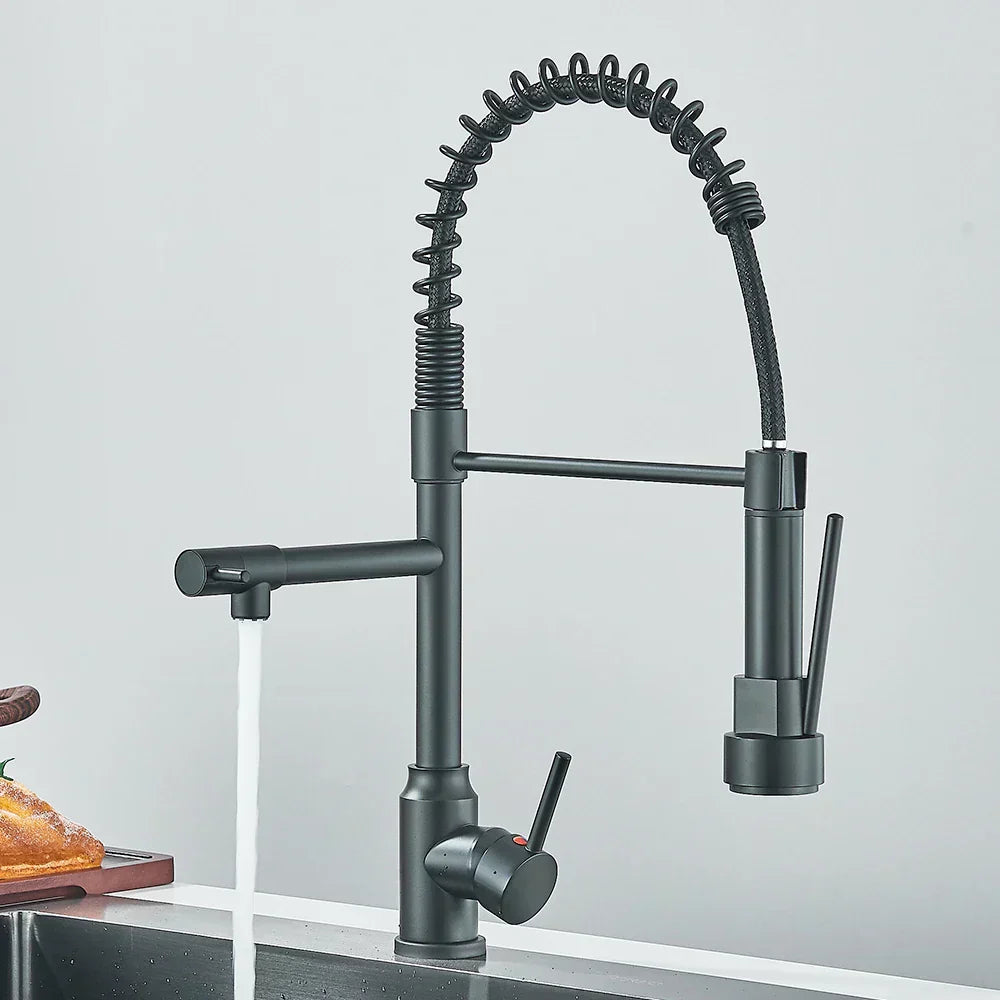 SpringFlow – Dvojitá kuchyňská baterie s výpustí