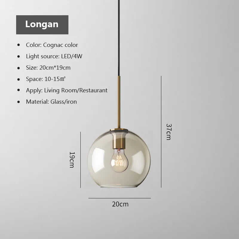 Skleněné závěsné svítidlo v severském průmyslovém stylu, moderní luxusní LED