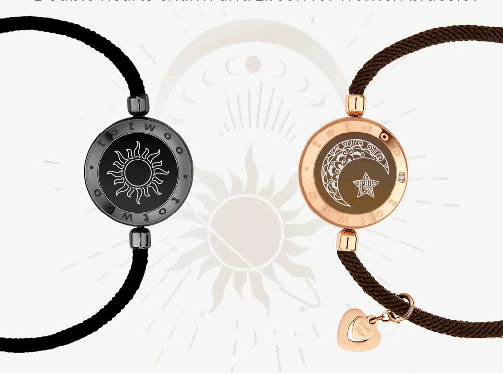 Sun and Moon totwoo Love Bracelets,Long Distance Relationship touch Light up & Vibrate Bracelets for Couples, Gifts