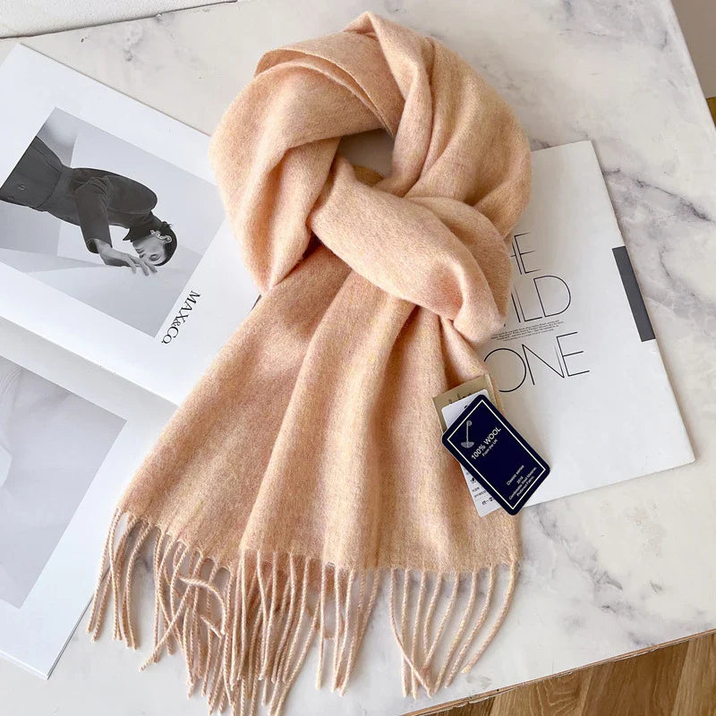Lyvara Wool Winter Narrow Scarf Unisex Solid Color Warm And Soft