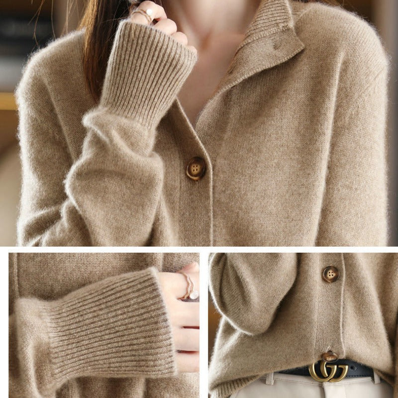 Hyggelig strikket sweater med knapper
