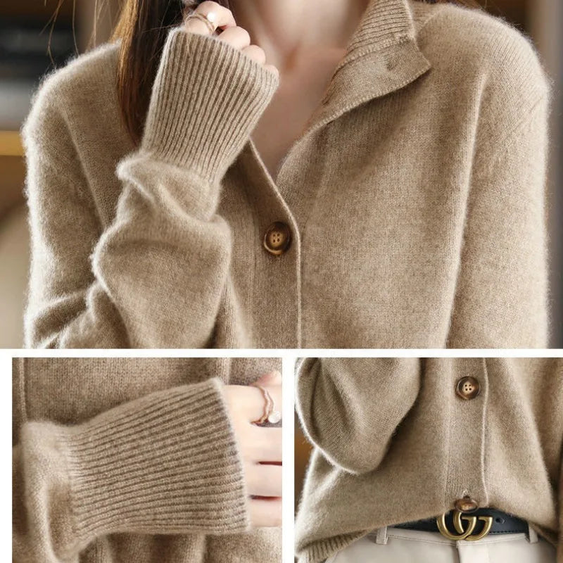 Hyggelig strikket sweater med knapper