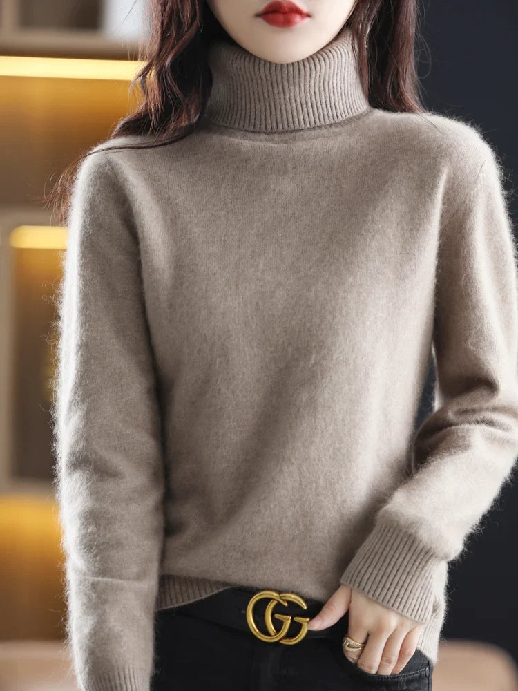 Women's 100 Percent Cashmere Turtleneck Sweater Warm Slim Fit Knit In 23 Colors