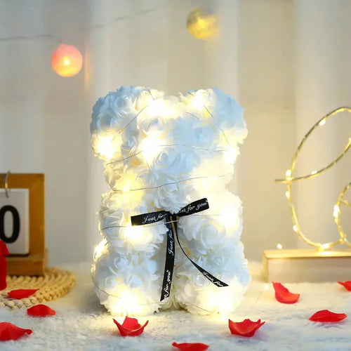Set Regalo Orso Teddy Rosa Eterna Aurora con Luci per San Valentino