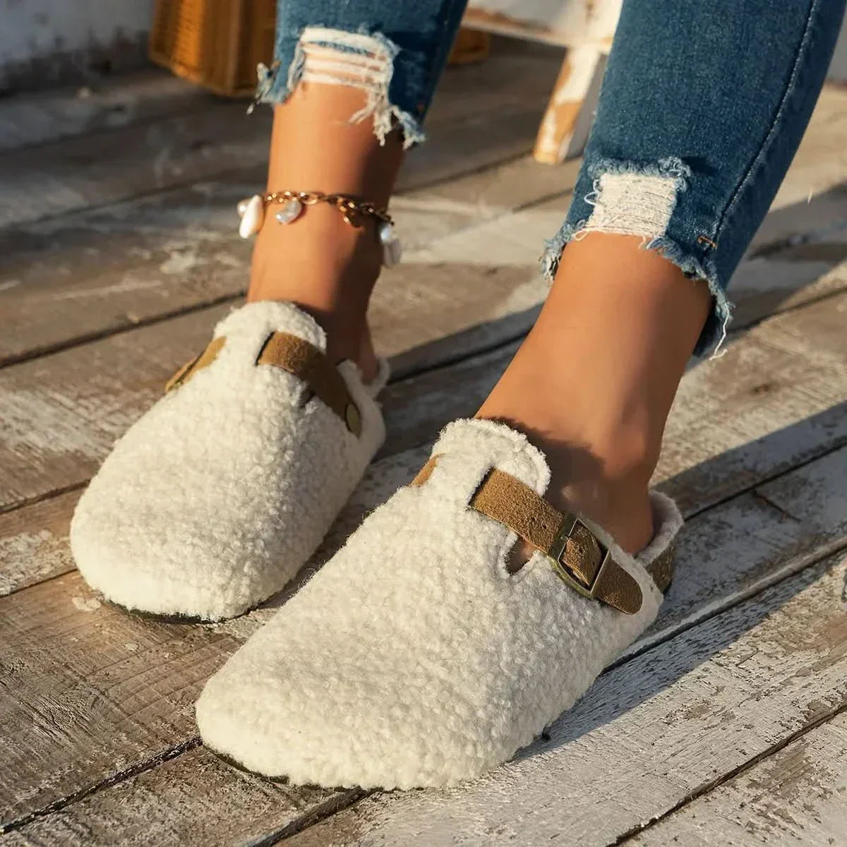AuroraLux Sheepskin Slippers With Ultra Soft Wool Lining For Cold Winters