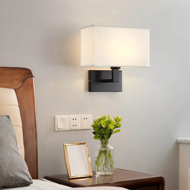 LumaNova Wall-Mounted Bedside Lamp with Fabric Shade