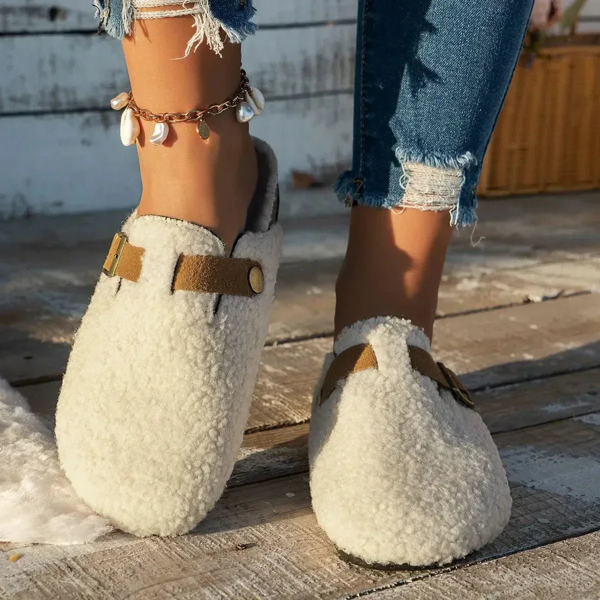 AuroraLux Sheepskin Slippers With Ultra Soft Wool Lining For Cold Winters