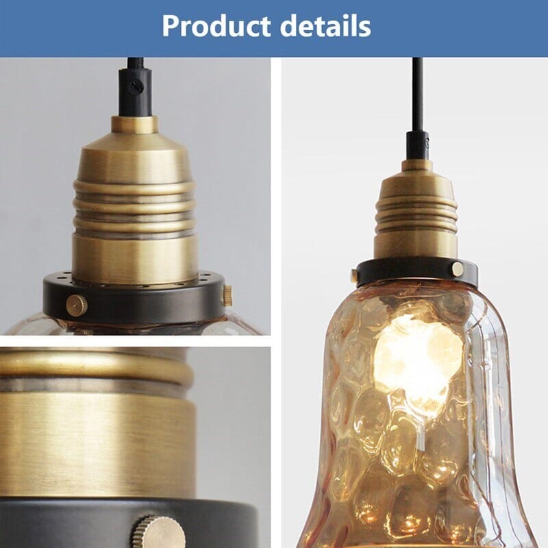 Luminara Vintage Borostyán Üveg Függeszték Meleg LED Fénnyel