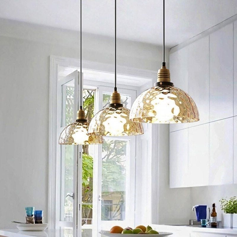 Luminara Vintage Borostyán Üveg Függeszték Meleg LED Fénnyel