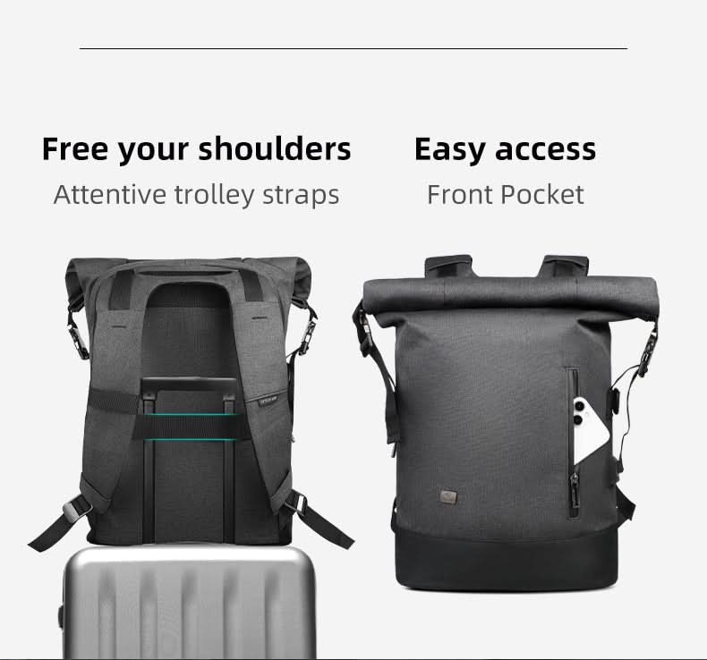 CityTrail Rolltop-ryggsekk med USB-port for utendørs bruk