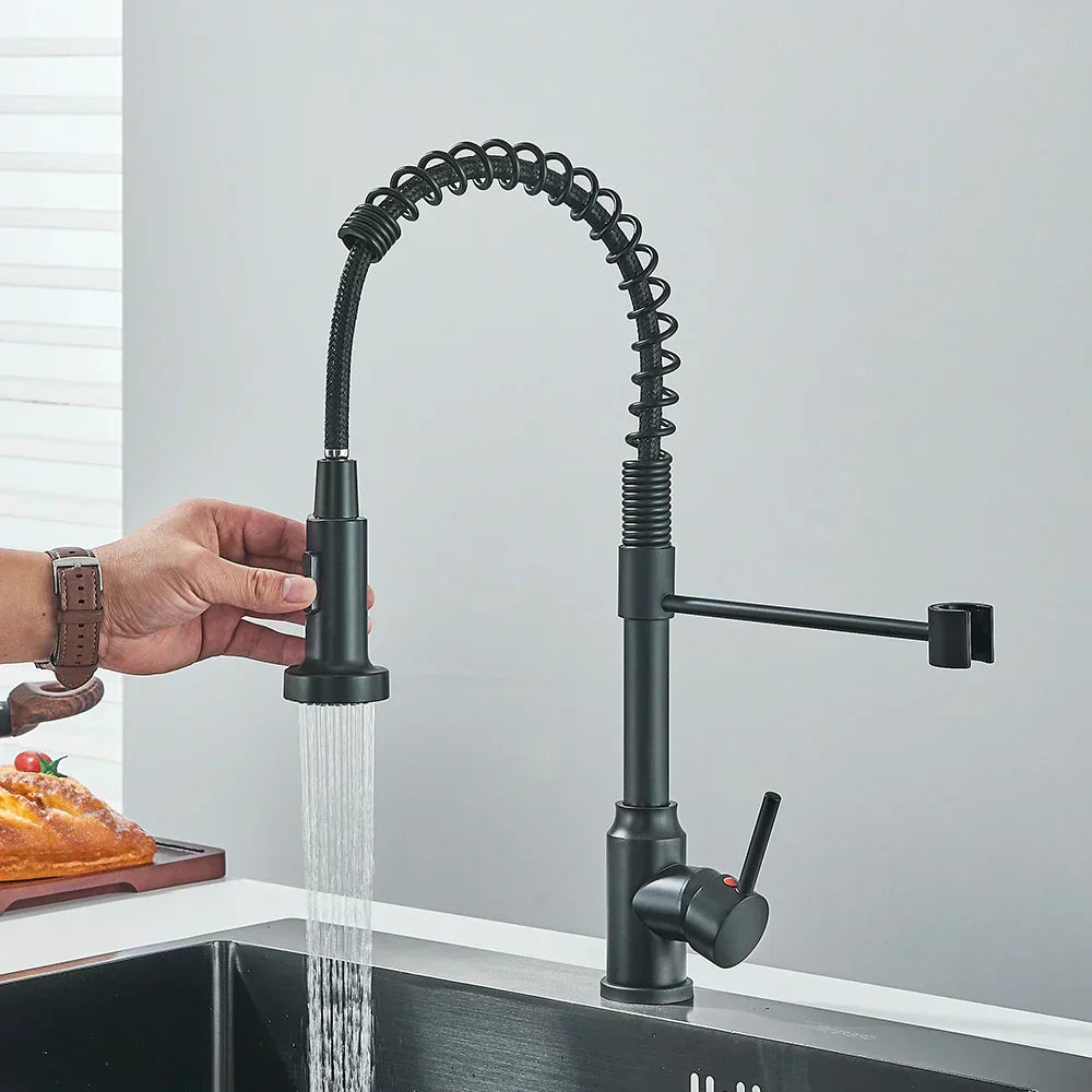 Nyra Matte Black Kitchen Faucet Deck Mounted Hot And Cold