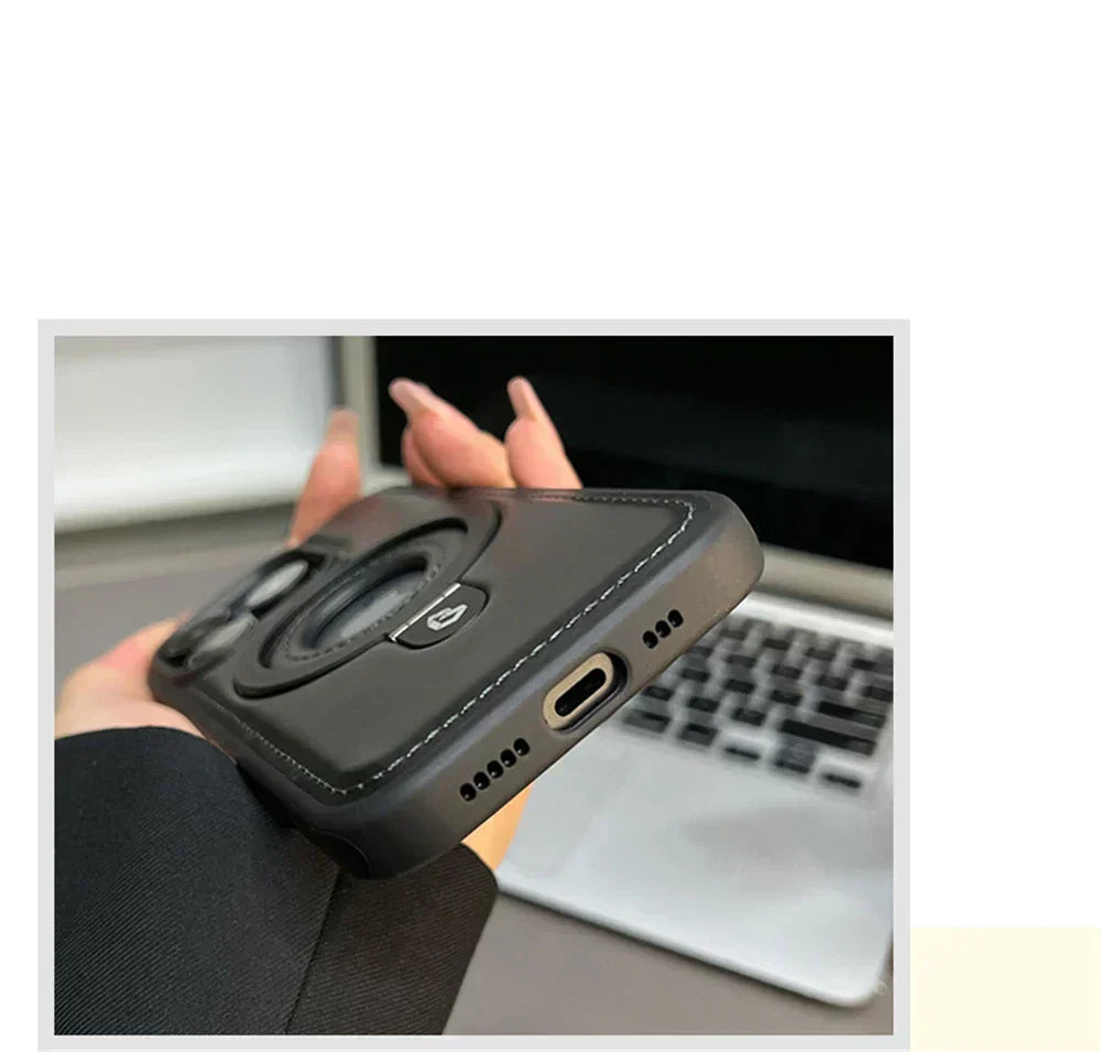 Premium læder MagSafe-etui med udklappelig ringstand